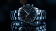 © kaiserseeing - Elegant Black Chronograph Watch with Silver Band Design