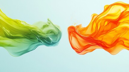 Wall Mural - Fluid vibrant colors dance playfully against a soft blue backdrop. AI Generated