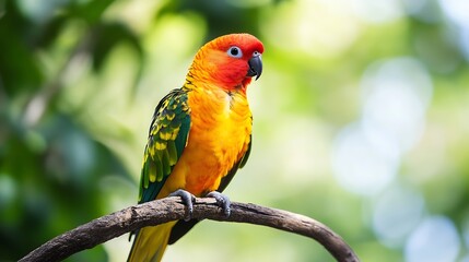 Poster - Colorful Tropical Bird Perched on Branch in Natural Environment : Generative AI
