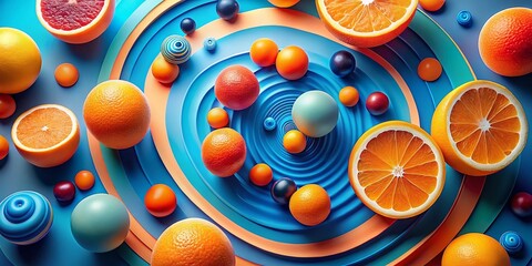 Poster - Abstract Blue Orange Circle Gradient Background - Modern Dynamic Digital Art