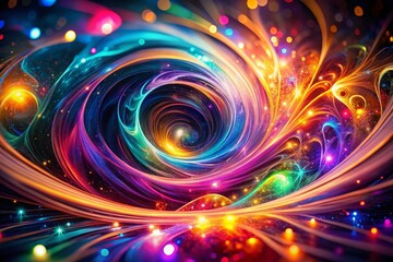 Poster - Abstract Dynamic Light Swirl: Colorful Double Exposure Photography