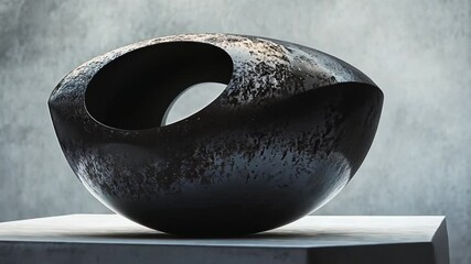 Poster - Abstract Black Sculpture: A Study in Form and Void
