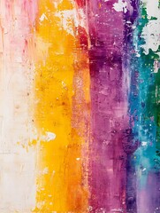 Aufkleber - Abstract colorful background with vibrant textures and brush strokes in various shades of orange purple and teal : Generative AI