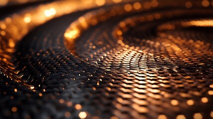 Abstract swirling metallic texture warm light. AI Generated