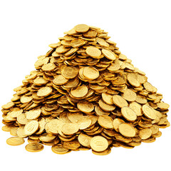 Wall Mural - a mountain of gold coins. stack of gold coins isolated on transparent background