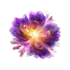 Wall Mural - Abstract Cosmic Flower Energetic Purple and Gold Bloom