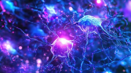 Poster - Colorful Neurons with Electric Connections in Abstract Background
