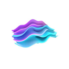 Wall Mural - Abstract Neon Waves Vibrant Blue and Purple 3D Render