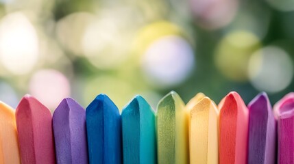 Aufkleber - Colorful Crayons in Rainbow Shades on a Blurry Background of Dreams and Creativity : Generative AI