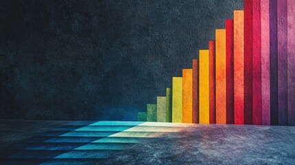 Poster - Colorful Gradient Bars on Dark Background with Shadow Effects