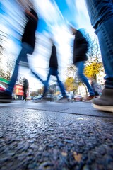 Poster - Dynamic Motion of People Walking in Busy Urban Street Scene with Blurred Effects : Generative AI