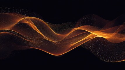 Poster - Fluid Orange Waves with Sparkles on a Dark Background