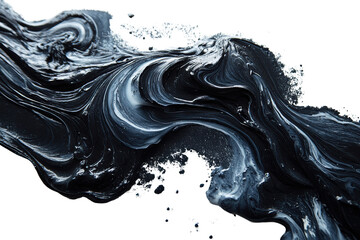 Poster - Abstract swirling black and white paint creates a dynamic visual effect, ideal for backgrounds or artistic projects emphasizing fluidity and motion.