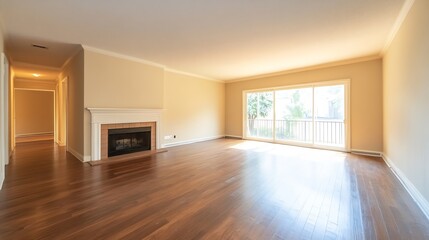 Leinwandbilder - Spacious and Bright Empty Living Room with Large Windows for Natural Light : Generative AI
