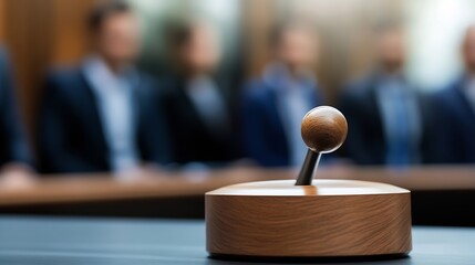 Aufkleber - Wooden Gavel on Table in Meeting Room with Business Professionals in the Background : Generative AI