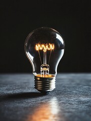 Poster - Energizing close up of glowing incandescent light bulb on a dark background symbolizing ideas and creativity : Generative AI