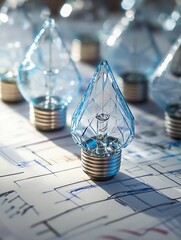Aufkleber - Artistic close up of a unique blue light bulb design showcasing creativity and innovation : Generative AI
