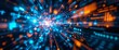 © Margarita Ratatosk - Digital technology speed light tunnel with blue and orange glow effect. Abstract background for cyber Monday, black Friday, digital transformation and tech sales