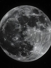 Poster - Stunning high resolution close-up of the moon's surface captured in black and white showcasing celestial wonders : Generative AI