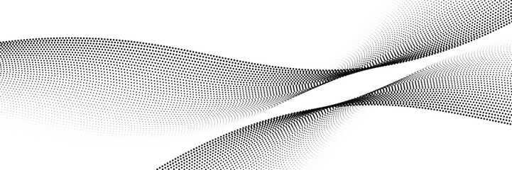 Poster - Wave of particles. Digital wave background concept. Abstract technology background. Big data visualization. Vector illustration.