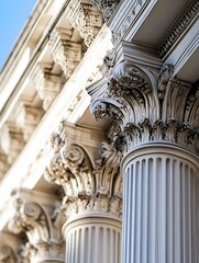 Fototapete - Intricate architectural details of classic columns showcasing design elegance and historical artistry : Generative AI