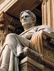 Poster - Detailed Sculptural Representation of a Historic Marble Statue in a Majestic Architectural Setting : Generative AI