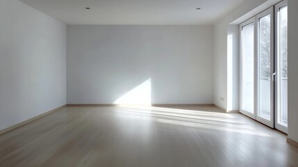 Poster - Spacious empty room with large windows letting in natural light creating an inviting modern atmosphere : Generative AI