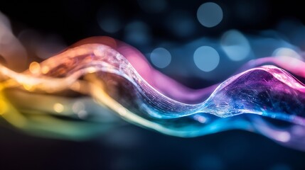 Poster - Colorful Abstract Liquid Waves with Bokeh Background and Soft Light : Generative AI