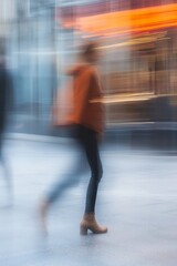 Aufkleber - Dynamic Blur of City Life Capturing Movement and Energy in a Busy Urban Street : Generative AI