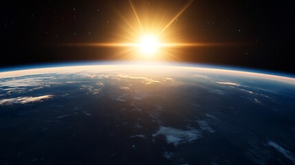 Aufkleber - Stunning view of the earth at sunrise from space showcasing the beauty of our planet : Generative AI