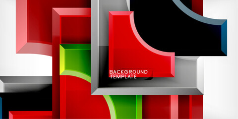 Aufkleber - Square, arrow shapes with round elements Vector Illustration For Wallpaper, Banner, Background, Card, Book Illustration, landing page