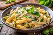 © Four888 - Creamy Penne Pasta with Parmesan & Basil - Delicious Italian Recipe