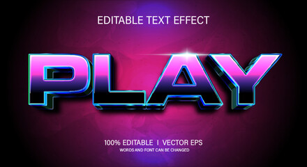 Poster - play 3d vector text effect with modern style design