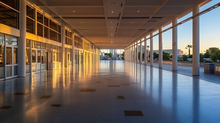 Poster - modern spacious hallway with natural light filling the open space : generative ai