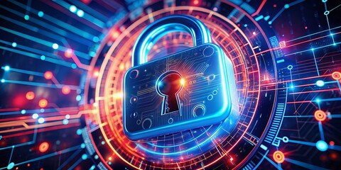 Poster - Cybersecurity: Virtual Lock & Surveillance Indicators - Constant Monitoring Concept
