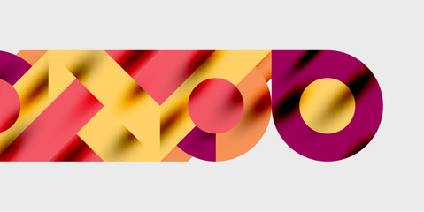 Poster - Modern abstract background featuring circles, lines, and triangles in a dynamic geometric composition. Perfect for stylish, tech, or creative-themed designs