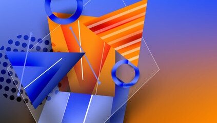 Fototapete - Creative triangles and circles composition