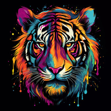 Tiger Head Colorful Vector