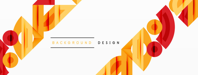 Poster - Abstract geometric background with shapes, featuring circular and rounded elements. Bold contrast, smooth gradients, dynamic composition, futuristic style