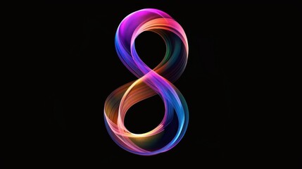 Wall Mural - Colorful infinity symbol glowing dark background, digital art, website design