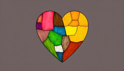 Poster - zero discrimination day a symbolic image of a heart made up of different colors and patterns, representing the beauty of human diversity