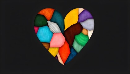 Poster - zero discrimination day a symbolic image of a heart made up of different colors and patterns, representing the beauty of human diversity