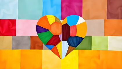 Poster - zero discrimination day a symbolic image of a heart made up of different colors and patterns, representing the beauty of human diversity