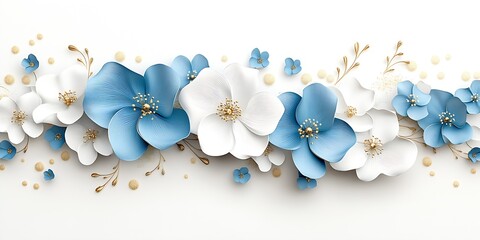 Poster - Elegant floral arrangement featuring blue and white flowers conveying beauty and calm : Generative AI