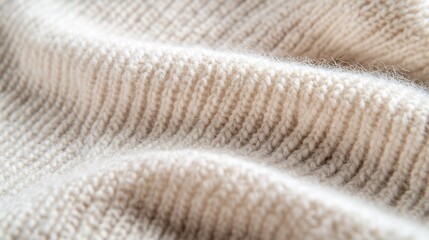 Leinwandbilder - Close up of soft beige knitted fabric showcasing intricate texture and warmth : Generative AI