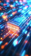 Aufkleber - Advanced High Speed Network Interface with Glowing Light Effects Illustrating Data Transfer Innovation : Generative AI