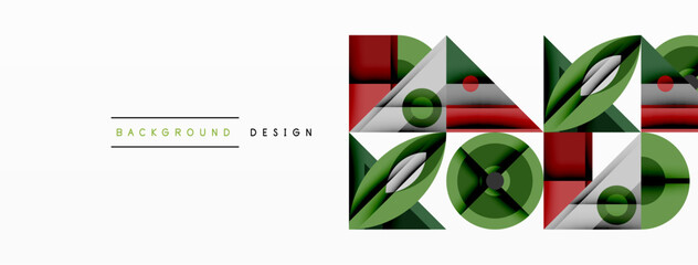 Aufkleber - Geometric abstract composition with intersecting shapes, circles, triangles, and gradients, blending vibrant colors and dynamic contrasts to create a modern, futuristic visual design