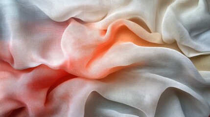 Poster - Soft Flowing Fabric Texture with Subtle Gradients in Orange and White Hues Perfect for Backgrounds, Textiles, or Fashion Design Inspiration