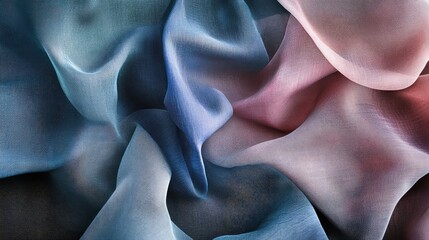 Poster - Soft Textures of Fabric in Shades of Blue, Pink, and Purple, Creating a Dreamlike and Ethereal Atmosphere, Perfect for Backgrounds and Artistic Projects