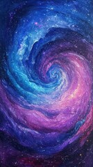 Poster - abstract swirl of galaxy with vibrant cosmic colors and stars
